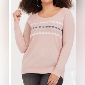 Torrid Blush Heart Pullover Raglan Sweater size 4, 4x, 26-28